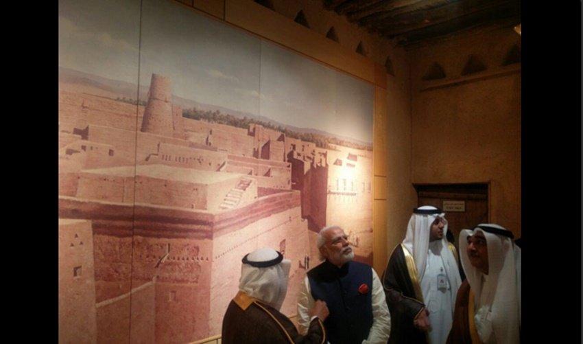 narendra modi visits the Masmak Fortress, modi in Masmak Fortress, Masmak Fortress riyadh, modi in riyadh, saudi arabia Masmak Fortress