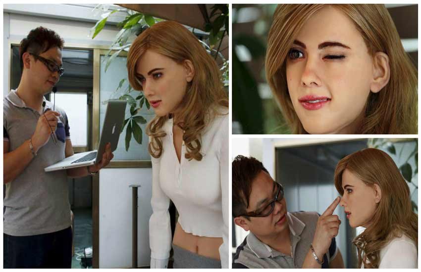 Scarlett Johansson, working replica, ROBOT, Hollywood star, programmed wink, Scarlett Johansson ROBOT, Scarlett Johansson ROBOT photos