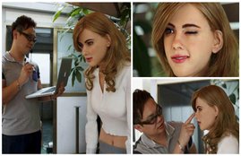 Scarlett Johansson, working replica, ROBOT, Hollywood star, programmed wink, Scarlett Johansson ROBOT, Scarlett Johansson ROBOT photos