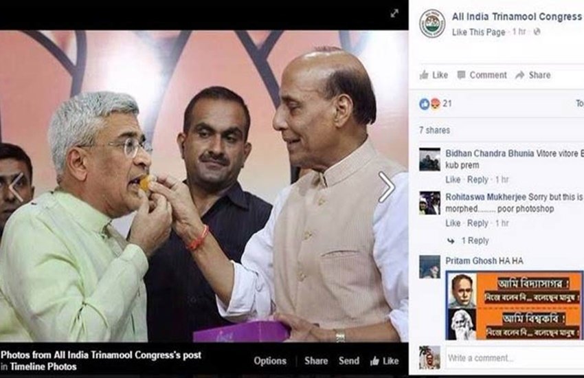 TMC, trinamool congress, fake photo, tmc fake photo, rajnath fake photo, congress, bjp, cpm, west bengal, polls, west bengal elections, bengal poll, begal assembly election