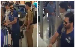 VIDEO: जब एयरपोर्ट पर लगने लगे धोनी और कोहली के समर्थन में नारे