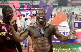 Chris gayle, champion song, amitabh bachchan, virat kohli, ab de villiers, west indies, dwayne bravo, bravo champion song, world t20, t20 world cup, क्रिस गेल, चैंपियन सॉन्‍ग, वेस्‍ट इंडीज, ड्वेन ब्रावो