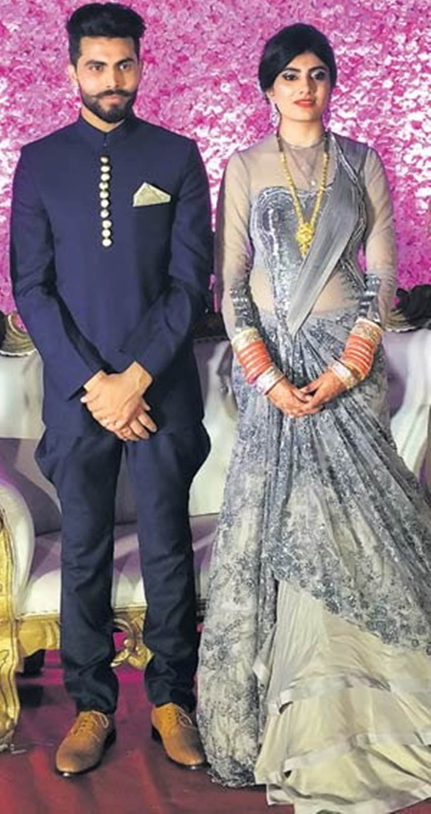 ravindra jadeja, ravindra jadeja reception, ravindra jadeja wife, ravindra jadeja wedding, ravindra jadeja wedding photos, ravindra jadeja reception photos, jadeja wedding photos, jadeja riva solanki photos, cricket, jadeja wife photos