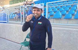 first skeet medal, ISSF, ISSF Shooting World Cup, ISSF Shotgun World Cup, Mairaj Ahmed Khan, Olympic Games, Olympic quota, Olympics, Rio 2016, Rio Olympics, Rio Olympics 2016, Silver medal, Skeet, SportsTracker