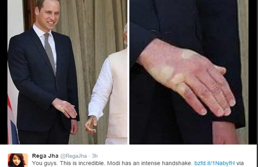 firm handshake, Indian prime minister, leaves palm print, Prince William, prince william, narendra modi, news, duchess of cambridge