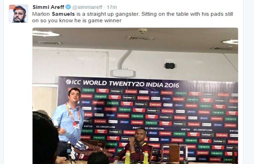 Marlon Samuels, west indies cricket team, world t20 final, t20 world cup, Marlon Samuels shane warne, Marlon Samuels west indies, Marlon Samuels misbehave, Marlon Samuels controversy, मार्लोन सेम्‍युअल्‍स, वर्ल्‍ड टी20 फाइनल, वेस्‍ट इंडीज, इंग्‍लैंड, सेम्‍युअल्‍स विवाद