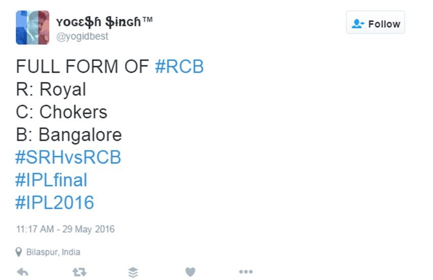 IPL 2016, ipl, ipl 9, Ipl twitter, IPL 2016 Twitter, ipl 9 winner, ipl 9 2016, ipl 9 winner, ipl 9 winner prize, vivo ipl 9 2016, SRH VS RCB, SRH VS RCB final, SRH VS RCB ipl final, virat kholi, sunrisers hdyerabad, royal challenger bangalore, David warner, srh win, chrish gayle, SRH VS RCB Ipl 2016 final, shikhar dhawan