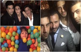 shah rukh khan, abram, karan johar, aryan khan, shah rukh khan son, shah rukh khan son pics, karan johar birthday pics, karan johar birthday pics, shweta bachchan, navya nanda, saif ali khan, kareena kapoor khan, kareena, saif kareena, saif kareena london pics, kareena karan johar, ranbir kapoor, sidharth malhotra, ranbir kapoor pics, entertainment news, entertainment, bollywood