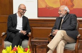 Pm modi, satya nadella, Microsoft