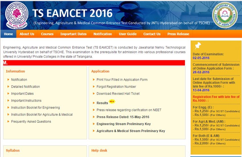 www.tseamcet.in, TS EAMCET, EAMCET, TS EAMCET Result, TS EAMCET Result 2016, tseamcet.in