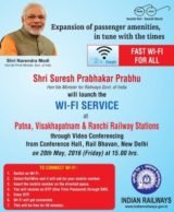 free wifi,railway staion, patna, ranchi, visakhapatnam, modi government