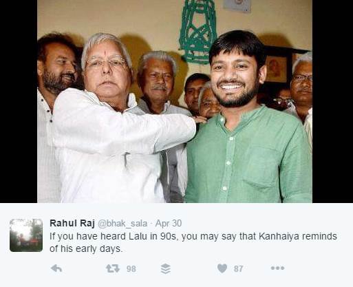 Kanhaiya Kumar, Kanhaiya Kumar news in hindi, Kanhaiya Kumar viral pictures, Kanhaiya Kumar pic, Kanhaiya Kumar lalu prasad yadav meet, kanhaiya lalu yadav, lalu prasad yadav, lalu prasad yadav news in hindi, Kanhaiya Kumar lalu prasad yadav viral pictures, JNU President Kanhaiya Kumar, Kanhaiya Kumar patna, Kanhaiya Kumar bihar, Kanhaiya Kumar touching lalu yadav feet, Kanhaiya Kumar twitter, Kanhaiya Kumar lalu yadav pic