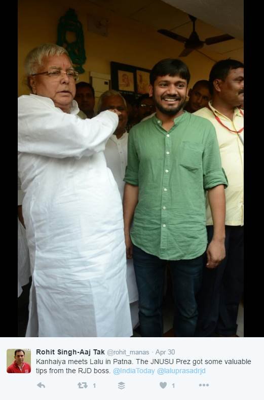Kanhaiya Kumar, Kanhaiya Kumar news in hindi, Kanhaiya Kumar viral pictures, Kanhaiya Kumar pic, Kanhaiya Kumar lalu prasad yadav meet, kanhaiya lalu yadav, lalu prasad yadav, lalu prasad yadav news in hindi, Kanhaiya Kumar lalu prasad yadav viral pictures, JNU President Kanhaiya Kumar, Kanhaiya Kumar patna, Kanhaiya Kumar bihar, Kanhaiya Kumar touching lalu yadav feet, Kanhaiya Kumar twitter, Kanhaiya Kumar lalu yadav pic
