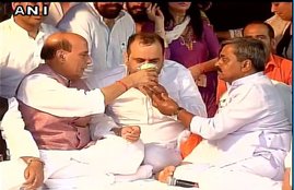 Maheish Girri, Rajnath Singh, Maheish Girri Hunger Strike, Maheish Girri Arvind kejriwal, BJP MP