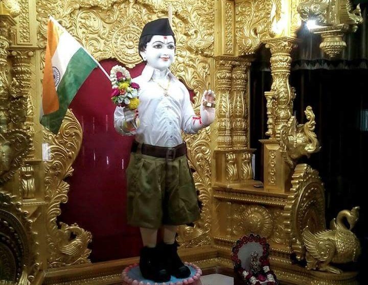 Congress,RSS , Lord Swaminarayan idol dressed in RSS uniform sparks a row,news, India news