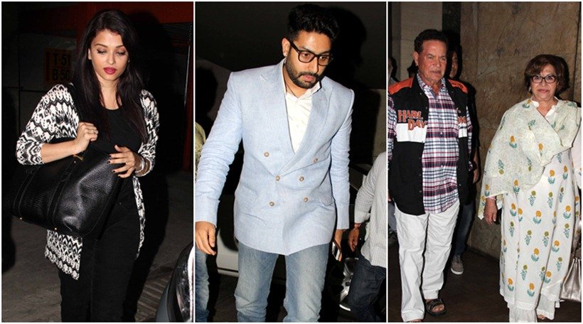 aishwarya rai bachchan, abhishek baachchan, housefull 3, akshay kumar, jacqueline fernandez, aishwarya, abhishe, aishwarya pics, abhishek pics, salim khan, salman khan, helen, housefull 3 screening, housefull