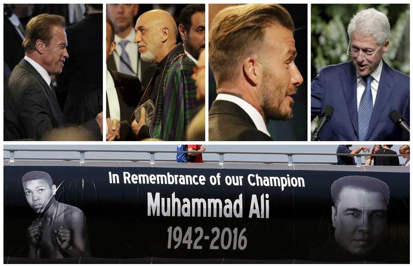 Funeral, Muhammad Ali, Muhammad Ali Funeral, Muhammad Ali Funeral photos, david bechham, arnold schzwerzenegger, hamid karzai, lenox lewis, mike tyson, will smith, ali funeral, international news