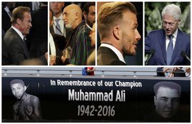 Funeral, Muhammad Ali, Muhammad Ali Funeral, Muhammad Ali Funeral photos, david bechham, arnold schzwerzenegger, hamid karzai, lenox lewis, mike tyson, will smith, ali funeral, international news