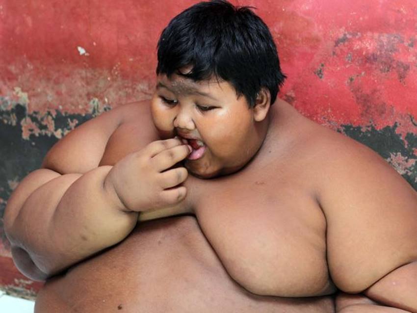 इंडोनेशिया में रहने वाले 10 साल के आर्या परमना की वजन इस समय 192 किलोग्राम है, जिसे एक तरह की बीमारी का शिकार माना गया है। उसके वजन में हुई अचानक बढ़ोतरी की वजह से उसे स्कूल भी छोड़ना पड़ा, क्योंकि वह चल-फिर भी नहीं सकता। अगली स्लाइड में पढ़िए क्या खाता है आर्या- (Source: Caters News Agency)