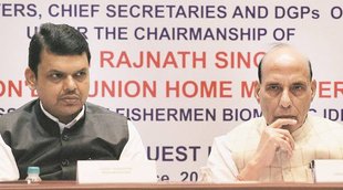 Rajnath Singh, Devendra Fadnavis, Fadnavis, Rajnath, Central Marine Police Force, national coastline, strengthen coastline, Union Home Secretary Rajiv Mehrishi , National Marine Police Training Institute, State Marine Police Training Centers, International Maritime Boundary Line, latest news, India News