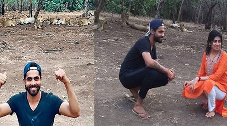 Ravindra Jadeja, Jadeja lions, Jadeja lion selfie, jadeja lion safari, jajdeja gujarat lions, jadeja news, india news