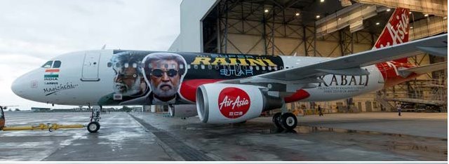 एयर एशिया सुपर स्टार रजनीकांत की फिल्म कबाली का ऑफीशियल एयरलाइन पार्टनर बन गया है। उन्होंने इसके लिए एक स्पेशल कबाली थीम्ड प्लेन तैयार किया है।