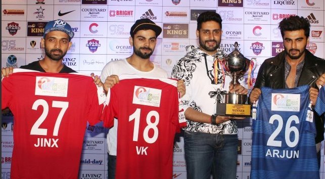 Virat Kohli, Virat Kohli football team, actors vs cricketers, cricketers actors football match, Celebrity Clasico 2016, All Stars FC, All Heart FC, Sports News, Sports