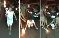 ओलंपिक की मशाल लेकर जा रही थी, बीच सड़क पर यह क्या हो गया ?