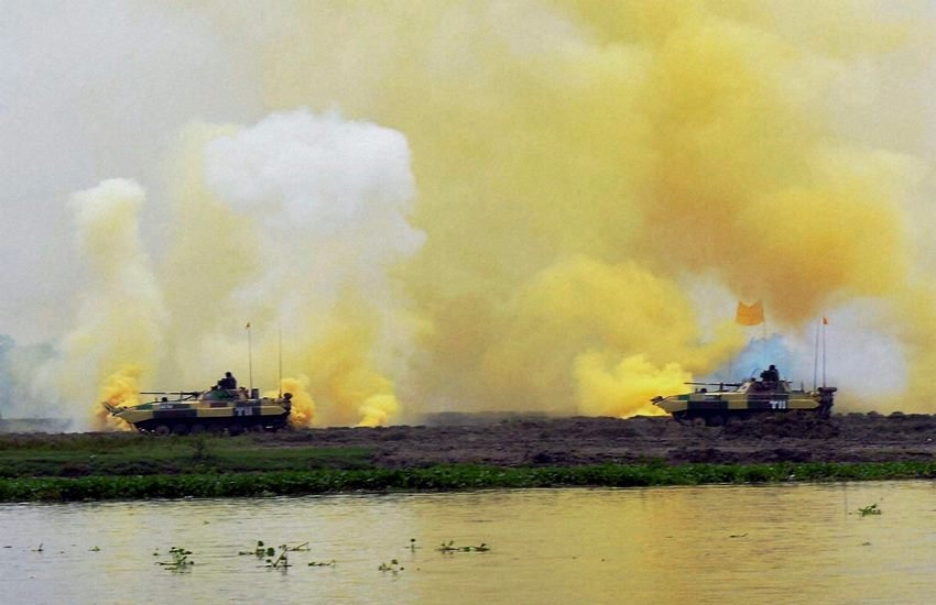 Indian Army, Strike 1 corps, mathura, yamuna river, indian army mock drill