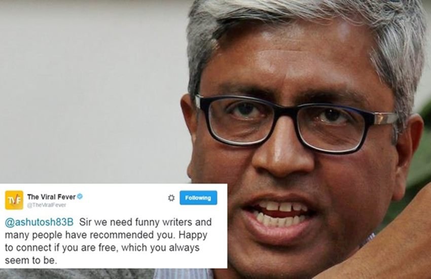 the viral fever, aap ashutosh, ashutosh aap, tvf asks ashutosh to join as funny writer, ashutosh funny writer, ashutosh funny writer tweet