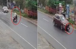 Video: कार ने स्कूटर को मारी टक्कर, 20 मीटर उड़ते हुए गया शख्स