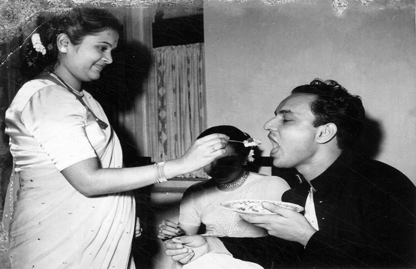 Mrs Karan Dewan, Singer Mukesh and his wife. Express archive photo