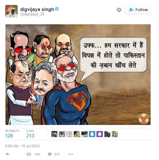 digvijaya singh, cartoon, tweet