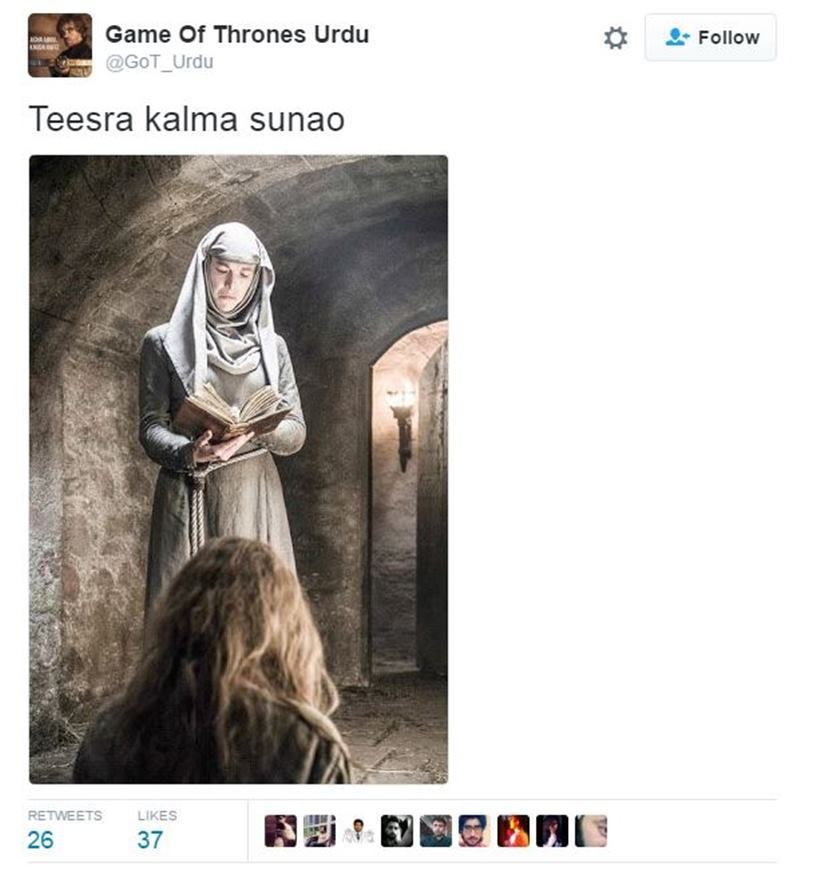 Game of Thrones, Urdu, parody account