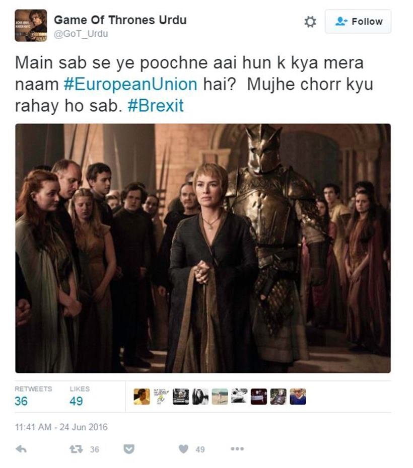 Game of Thrones, Urdu, parody account