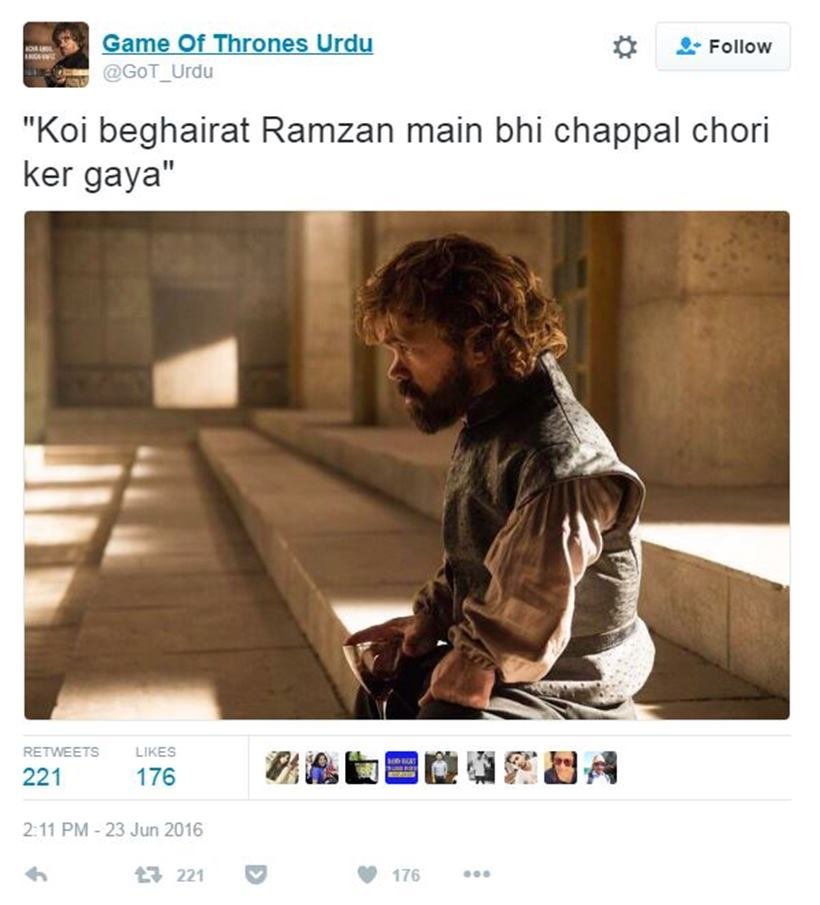 Game of Thrones, Urdu, parody account