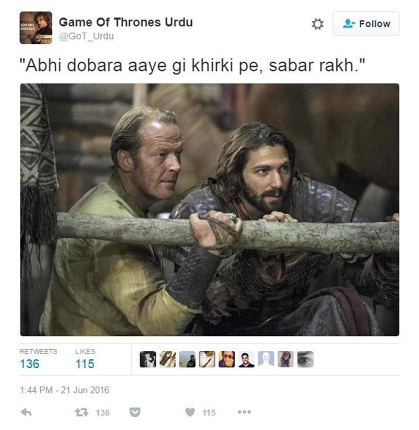 Game of Thrones, Urdu, parody account