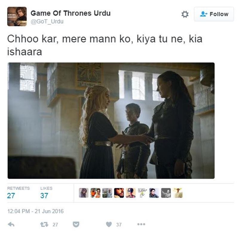 Game of Thrones, Urdu, parody account