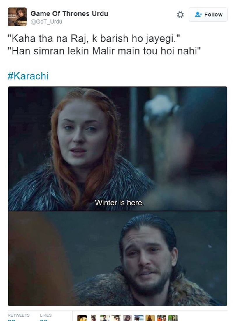 Game of Thrones, Urdu, parody account