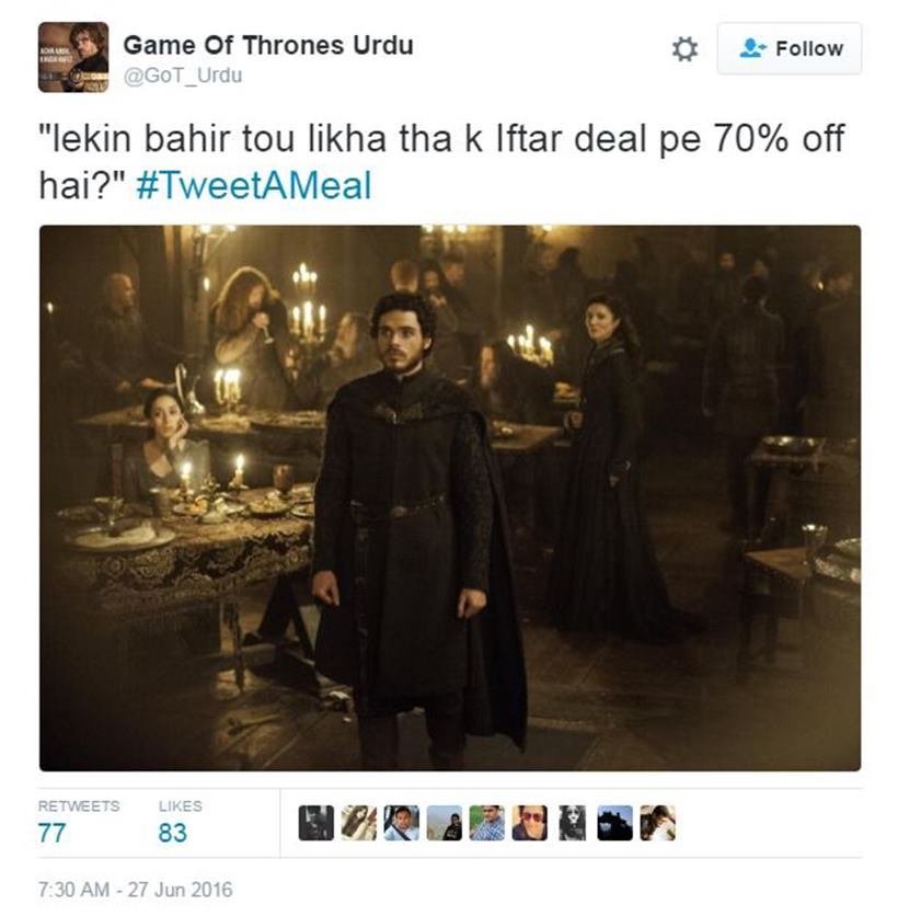 Game of Thrones, Urdu, parody account