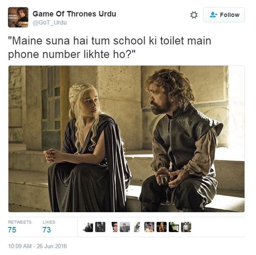 Game of Thrones, Urdu, parody account