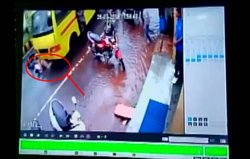 ग्वालियरः स्कूटी सवार बुजुर्ग दंपति पर चढ़ी बस, बाल-बाल बचे