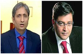ravish kumar, burkha dutt, arnab goswami, times now, newshour, kashmir protest, burhan vani, news in hindi