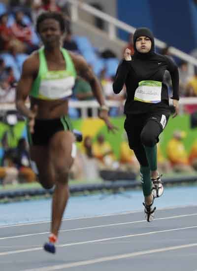 2016 Rio Olympics, Kariman Abuljadayel, Kamia Yousufi, female sprinters, Saudia Arabia, Afghanistan, hijabs, 100 metres