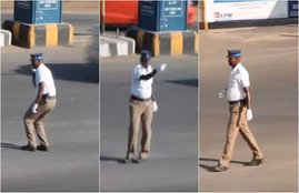 chennai supercop, traffic police, cop traffic unique gestures, chennai cop, kumar, big short films, dancing traffic cop, viral video, national news, hindi news, jansatta