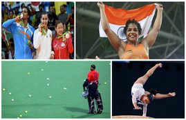 impressive performence of seven indian player, rio olympic 2016 , pv sindhu, sakshi malik, lalita babar, deepa karmakar, srikant, shreejesh,aatanu das