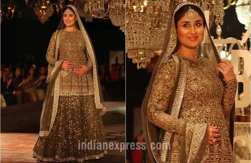 kareena kapoor khan, Kareena Kapoor on ramp, kareena baby bump, sabyasachi mukherjee, lakme fashion week, sabyasachi mukherjee lakme fashion week winter festive, lakme fashion week winter festive grand finale, bridalwear 2016, bridalwear, entertainment news, jansatta