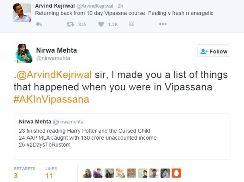 Arvind Kejriwal, Kejriwal Twitter, Vipassna, Kejriwal Trolled, Delhi CM, Kejriwal vs Modi, Social Media, Twitter Trolls, India News, Jansatta