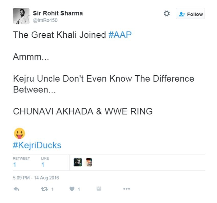 The Great Khali, AAP, Khali in AAP, WWE, The Undertaker, Arvind Kejriwal, Rahul Gandhi, Narendra Modi, AAP trolled, Social Media, India news, Jansatta
