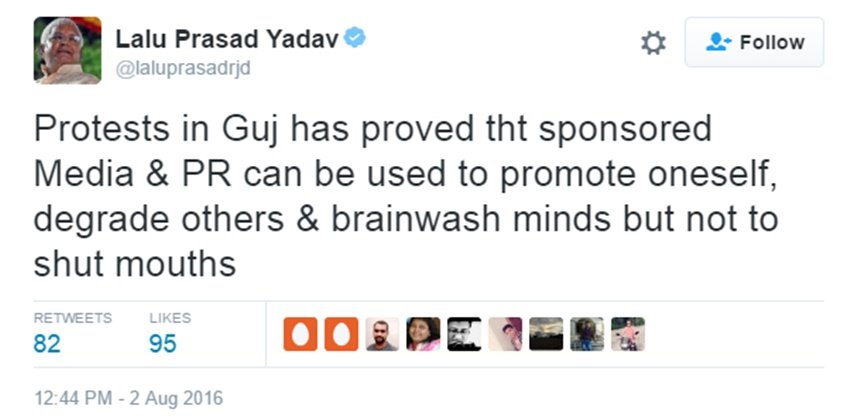 lalu prasad yadav, anandiben patel, twitter